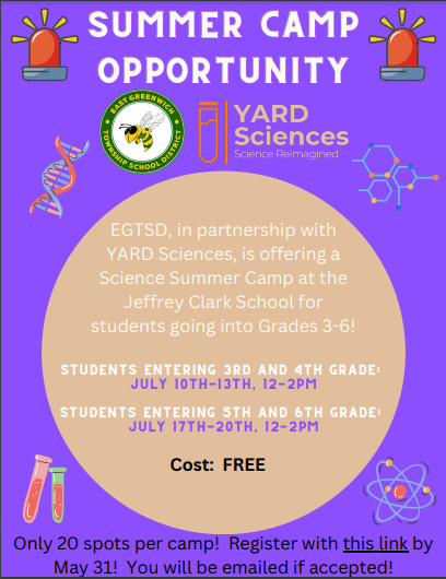  Summer Camp Opportunity (Students Entering Grades 3-6)